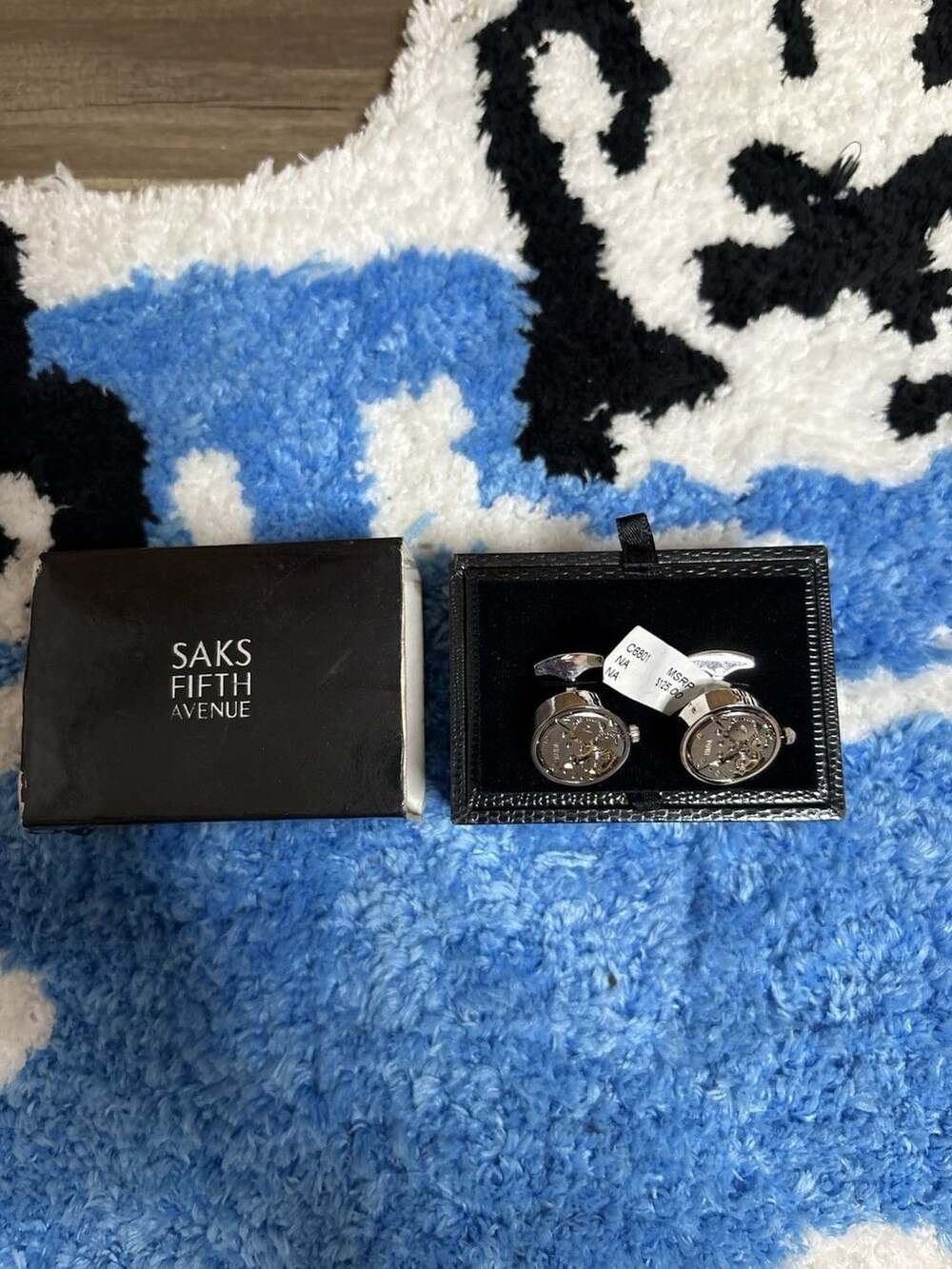 Saks Fifth Avenue Watch Movement Cufflinks Silver Steampunk Brand New!